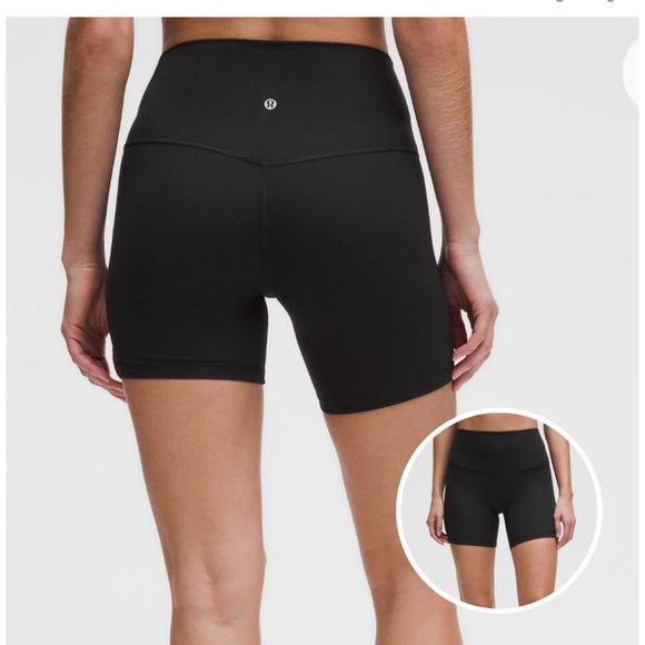 Lululemon Align High-Rise Ribbed Short 6" Black size 12 NWT BIKE SHORTS - Picture 2 of 7